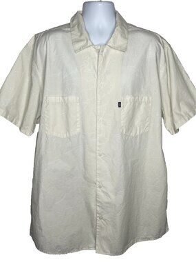 100 Thieves Button Up Shirt Size 4XL Ivory Cream White Abstract Print Streetwear